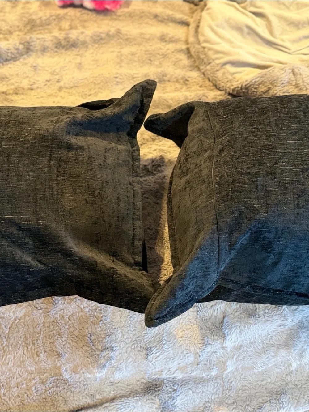 Set of 2 Black Decorative Throw Pillow Cover with Pillows